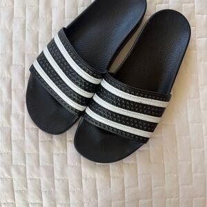Adidas Black and White Slide Sandals